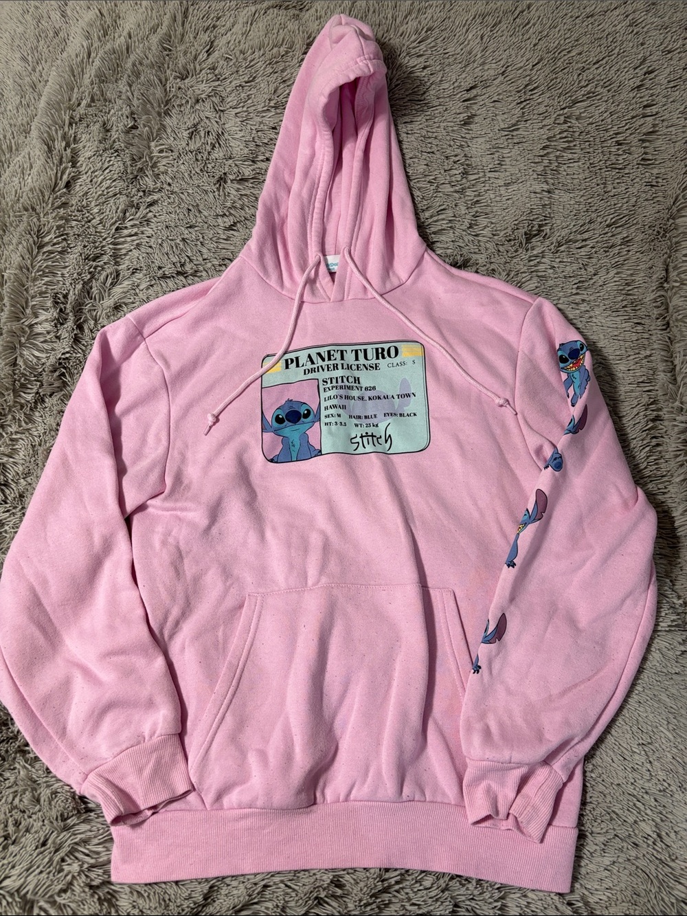 Disney Pink Stitch Hoodie with License Patch